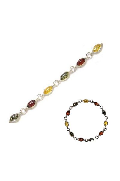 FARA Silver bracelet with amber, multicolor color, size 19 cm