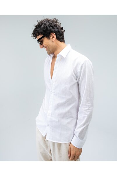Tt Line Men's Regular Italian Collar Cotton Linen Shirt
