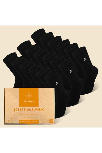 EB Prime Classic Socks | Box "Annual Reserve" No. 1 | 18 per | 18xBlack | Sizes 35-46