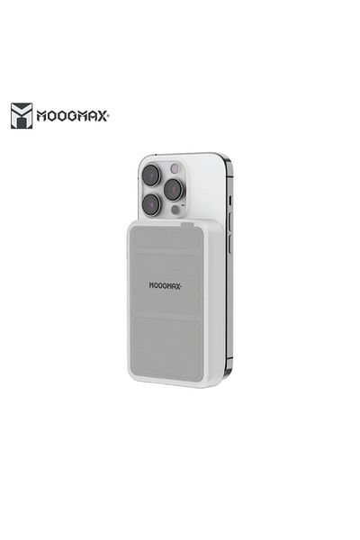 MOOGMAX Moog Max 10000mAh Wireless Power Bank, Silver, PD Charging Port with Phone Holder