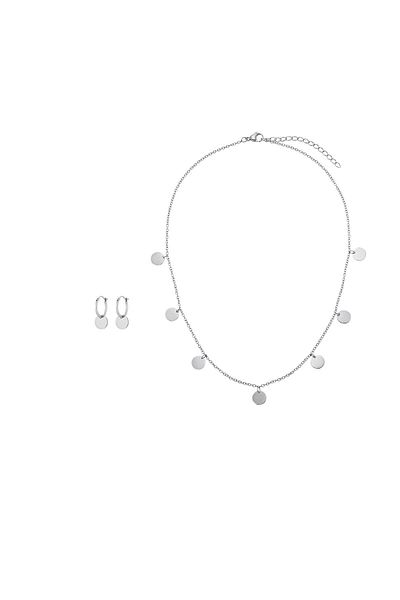 Heideman Schmuckset Frauen mit Halskette und Ohrringen Set Kreise silberfarben Basic