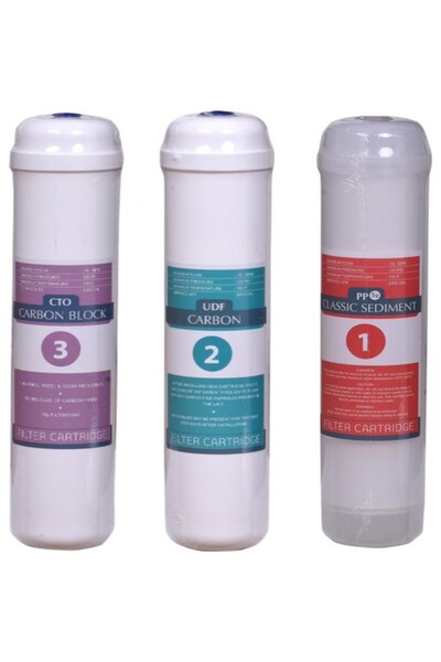 SULOOK Jammy Filter Su Arıtma Cihazı 12" Inline 3'lü Filtre Seti