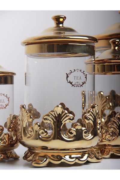 Generic Set of jars for storing spices, seasonings, tea, and sugar