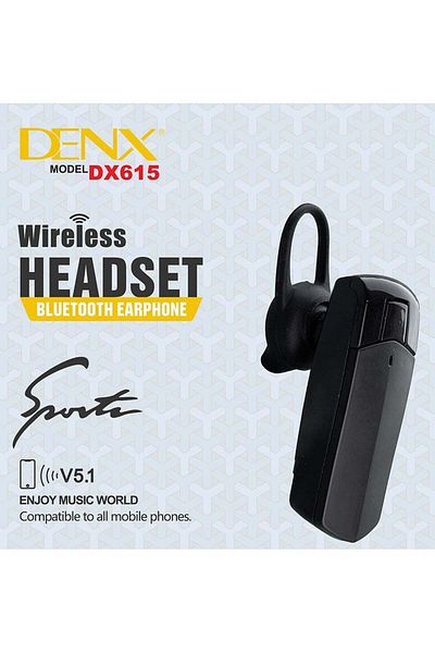 Denx سماعة رأس لاسلكية بأذن واحدة