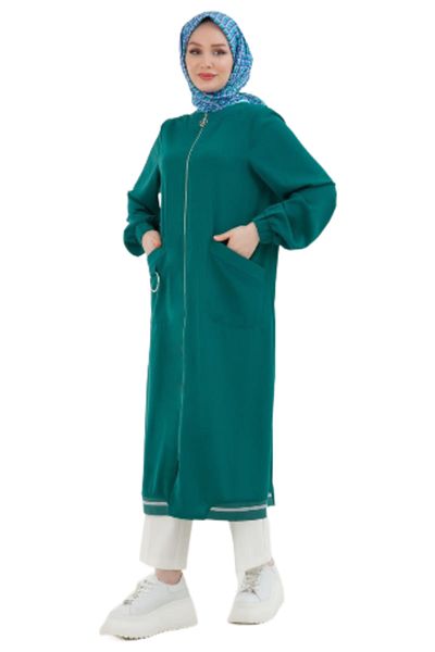Armine Women's Elastic Sleeves Pocket Zippered Clothing 24Yt546