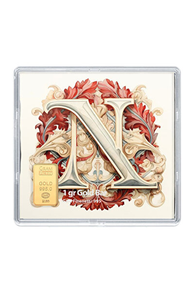 24 ayar altın N Harfi külçe 1 gr, TS31474 Kodlu