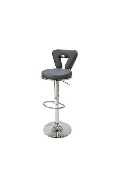 drobina Dropina Leather Swivel Office and Bar Chair, Grey
