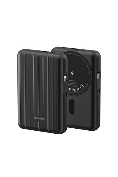 MOOGMAX Moog Max 10000mAh PD Wireless Power Bank – Fast Charging + Reverse Charging + Built-in Cables – Black