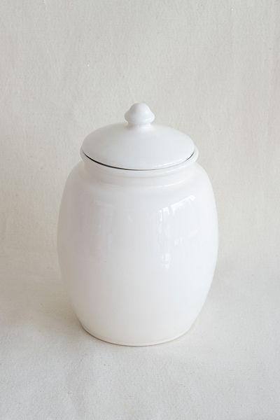 Beige & Stone Natural Ceramic Glossy White Food Storage Jar