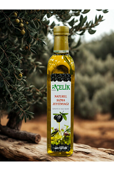 Çelik 0.5 LT Naturel sızma zeytinyağı cam şişe
