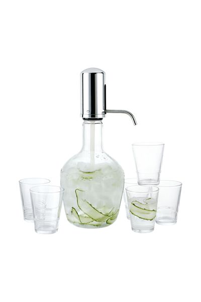 Bien Servi 7-Piece Durable Elegant Design Easy Cleaning Glass Dispenser Set Clear
