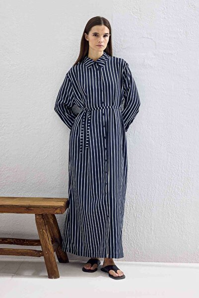 Hooopstore Φόρεμα Robi ριγέ Navy Blue Modal