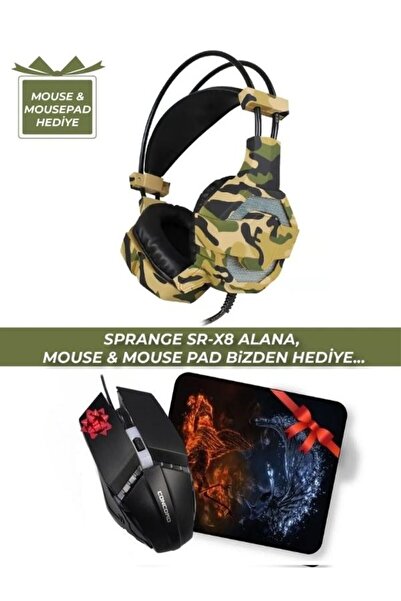 SPRANGE Sr-x8 108 Db/mw Mikrofonlu Oyuncu Pc Kulaklık ( Mouse & Mousepad Hedi...