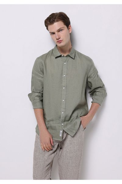 Colin's Cămașă cu mânecă lungă, verde, cu mânecă lungă, cu gât, pentru bărbați