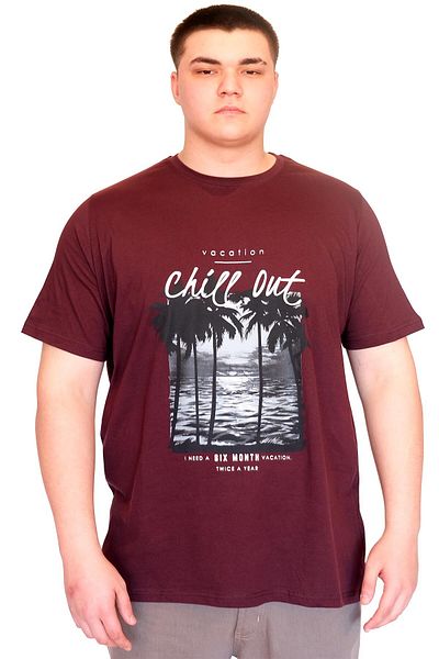 ModeXL Mode XL Large Size Men's T-Shirt Crew Neck Chill Out Printed U25008 Mürüdm