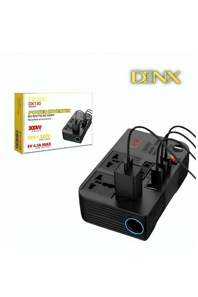 Denx محول طاقة للسيارة بمدخل ولاعة سجائر من 12 فولت إلى 220 فولت بقوة 300 واط Multi DX130 DENX