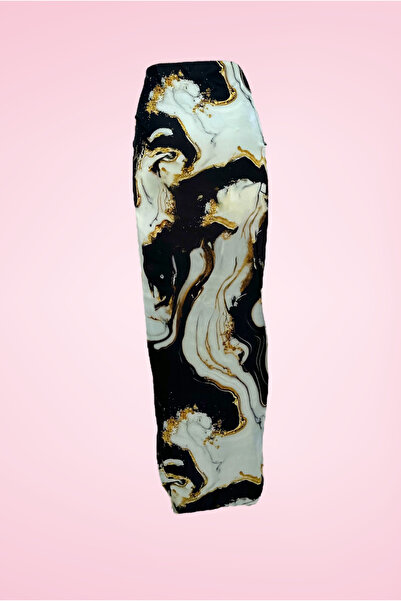 pistore Black and White Marbling Patterned Long Pareo Satin Women's Beach Dress New Season