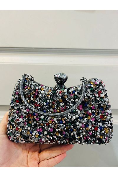 Çanta Trend Geantă de rochie de seară neagră cu lanț lung și lanț încrucișat pentru femei