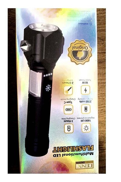 Denx مصباح يدوي قابل للتعديل ويمكن شحنه من خلال منفذ USB عمر عمل طويل 2700 مللي أمبير 10 وات