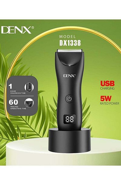 Denx ماكينة تشذيب احترافية أسفل الحزام، ماكينة قص شعر مدمجة، تشذيب الشعر بسهولة، مقاومة للماء
