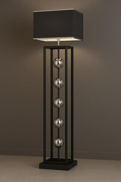 Vinner Orbix Krom Lambader - Modern Ayaklı Lamba Krem Başlık Krom Gövde