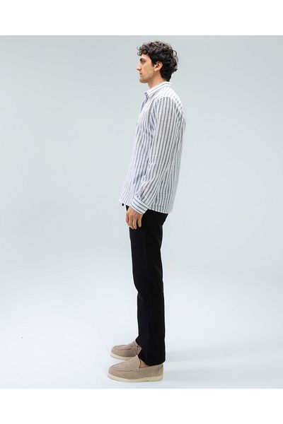 Tt Line Men's Regular Italian Collar Cotton Linen Shirt