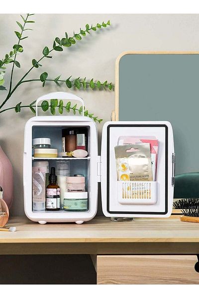 Denx Mini refrigerator suitable for home and car to store hot and cold foods and drinks, 4 liter capacity