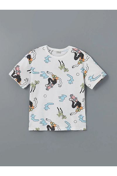 LC Waikiki Tricou pentru băiat din bumbac pieptănat cu decolteu