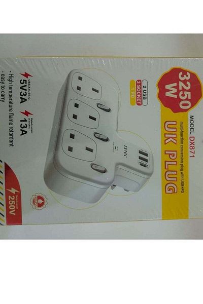 Denx وصلة طاقة دينكس 3250 واط مع منفذ USB