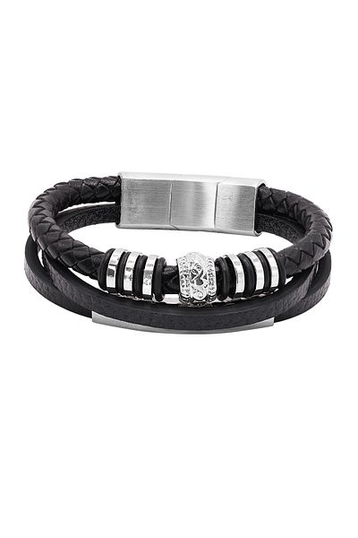 Heideman Lederamband Herren Ocean Silberfarben Matt Festlich