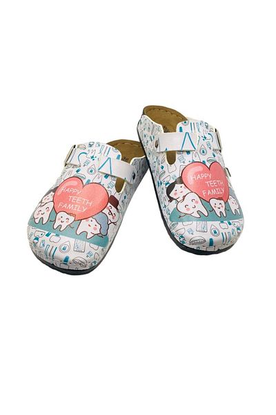 TECOS Medical Clogs For Women, , Sanitary Type, Multicolor With Dentist Print, Size 40, 27 Cm