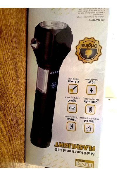 Denx مصباح يدوي قابل للتعديل ويمكن شحنه من خلال منفذ USB عمر عمل طويل 2700 مللي أمبير 10 وات