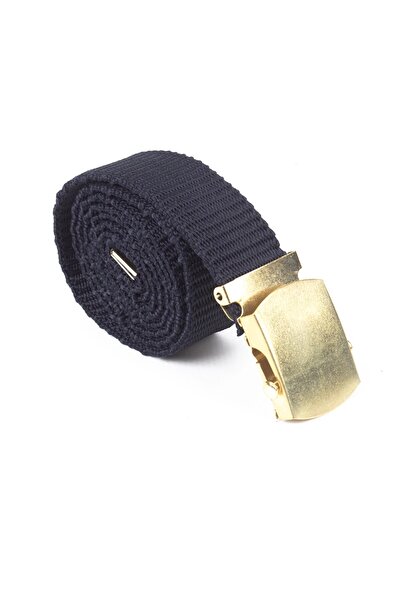 İZMİR ASKERİ MALZEME Navy Force Navy Blue Colored Yellow Buckle External Belt