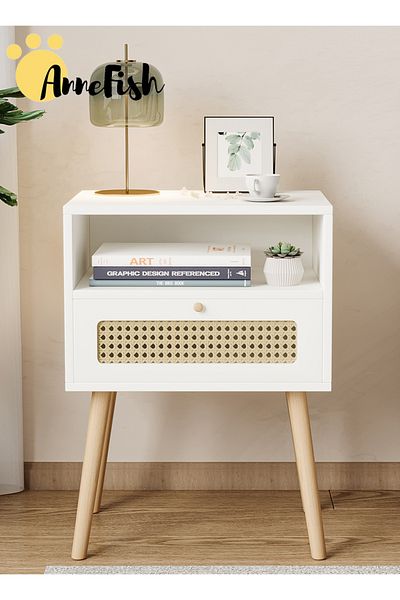 AnneFish 45*35*60cm Nightstand Bedside Table Nightstands End Coffee Table Open Storage Shelf for Bedrooms