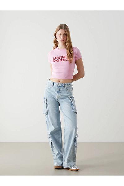 LC Waikiki Γυναικείο Crop με στάμπα με λαιμόκοψη