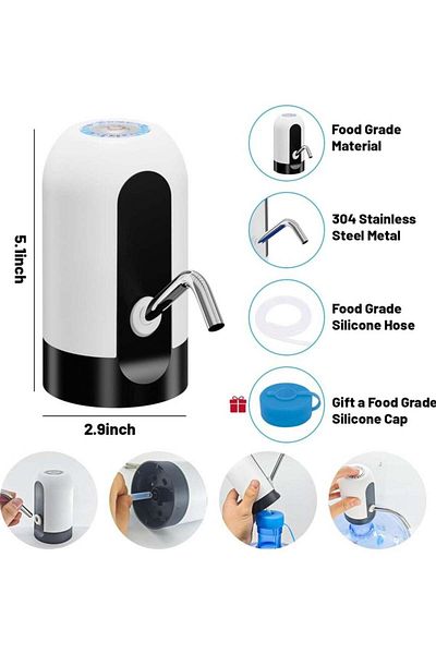 Denx Rechargeable Electric Water Dispenser Pump for Gallon Bottles – USB Charging, Portable & Easy to Use