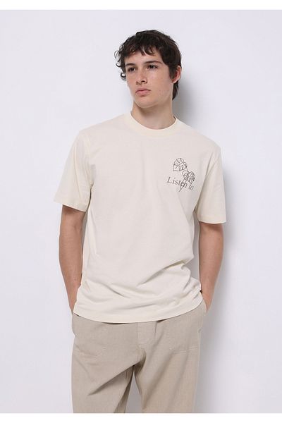 Colin's Comfort Fit Round Neck Plain Men's Beige Short Sleeve T-Shirt