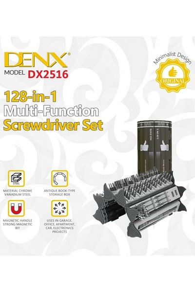 Denx مجموعة مفكات فاخرة للمنزل والسيارة والهواتف المحمولة تحتوي على 128 قطعة متعددة الاستخدامات من