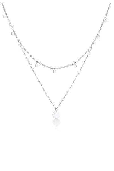 ELLI Halskette Damen Set Choker Layer Plättchen Geo Look in 925 Sterling Silber