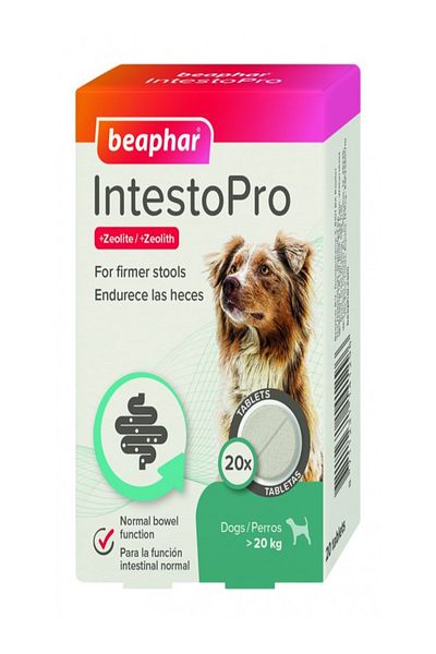 Beaphar Intestopro Anti-Diarrhea Tablets for Large Dogs, 20 Count