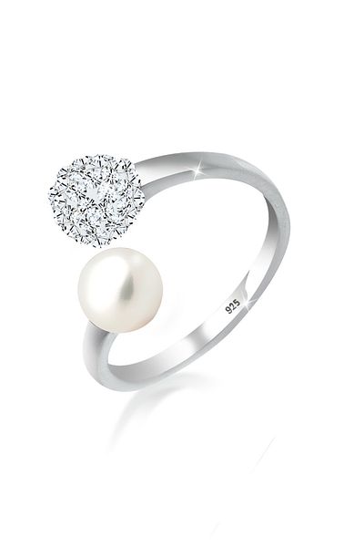 ELLI Ring Kristalle Süßwasser Zuchtperlen 925 Sterling Silber