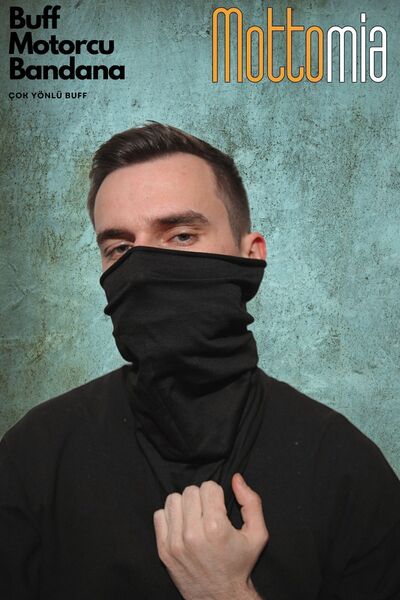 mottomia Yazlık Siyah Buff Renk Düz Klasik Unisex Viskon Premium Kalite Buff (BAF) Boyunluk Motorcu Bandana