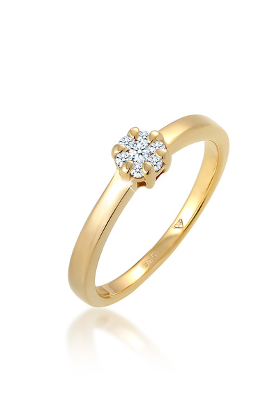 ELLI Ring Blume Verlobung Diamant (0.12 ct.) 585 Gelbgold