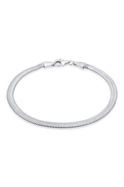 KUZZOI Armband Damen flach elegant Schlangenkette Fischgrät Trend aus 925 Sterling Silber