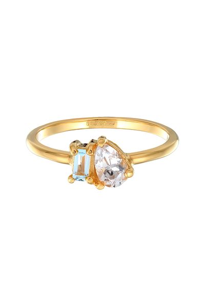 ELLI Ring Premium Ring Ladies Drop Elegant With Topaz Gemstone In 925 Sterling Silver Gold Plated