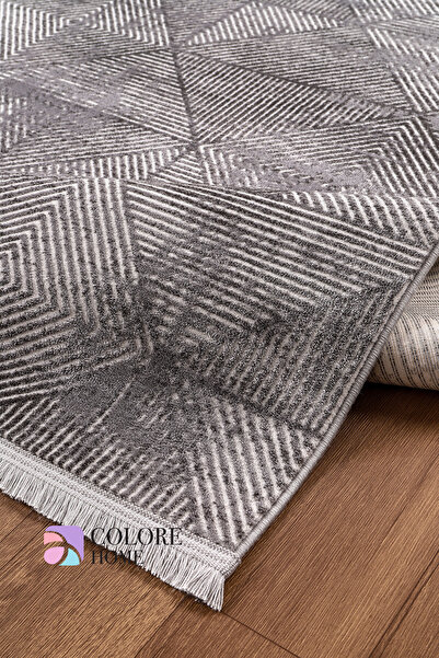 Colore Home Antrasit Akrilik Dokuma Uzun Ömürlü Halı Antrasit Yolluk Koyu Renk Halı