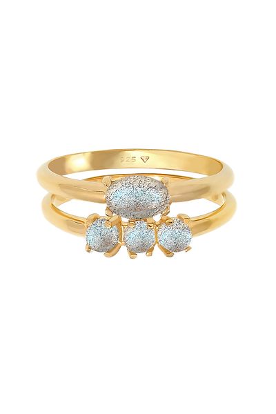 ELLI Ring Women Ring Set Vintage Labradorite In 925 Sterling Silver Gold-plated