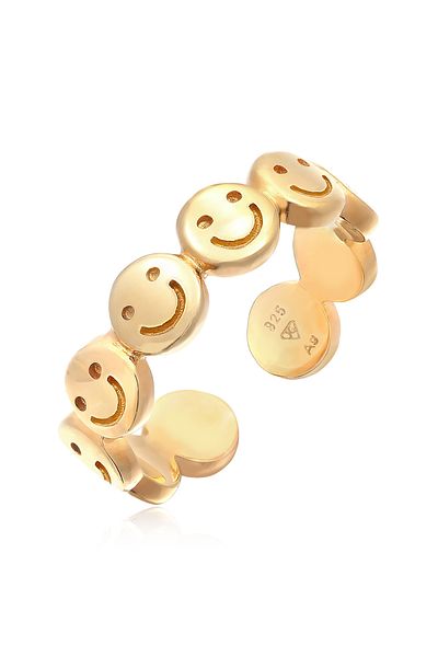 ELLI Ring Ladies Band Ring With Smiling Face Open 925 Sterling Silver