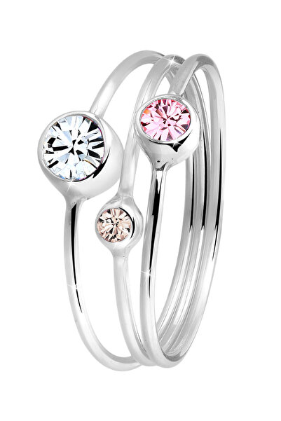 ELLI Dámský prsten, sada moderních prstenů s krystaly ze sterlingového stříbra 925