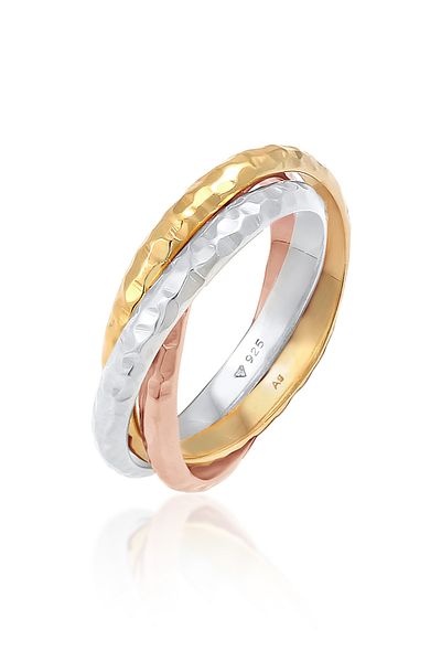ELLI Ring Damen Wickelring Basic Classic gehämmert Trend aus 925 Sterling Silber